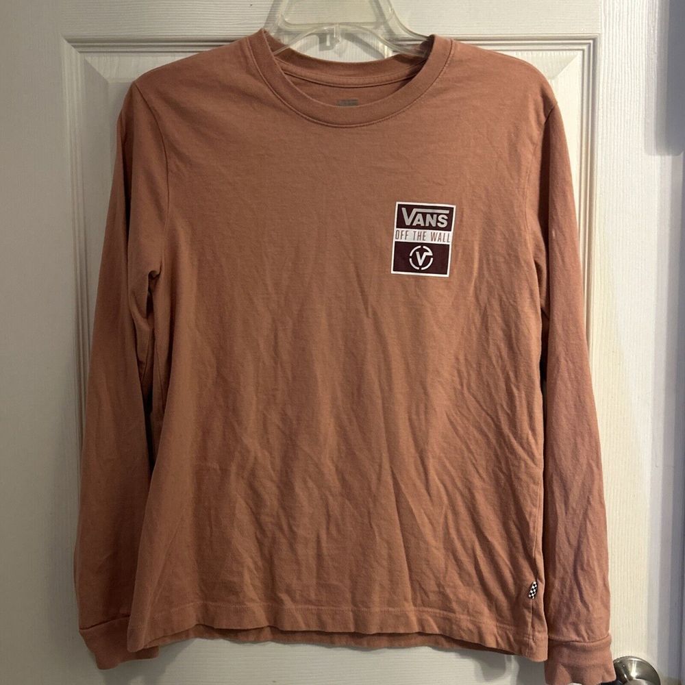 Vans Off The Wall Mens Size S Peach Long‎ Sleeve Graphic T Shirt